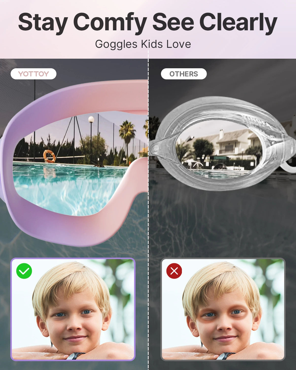 Goggles for Kids 6-14, Kids Swim Goggles with UV Protection