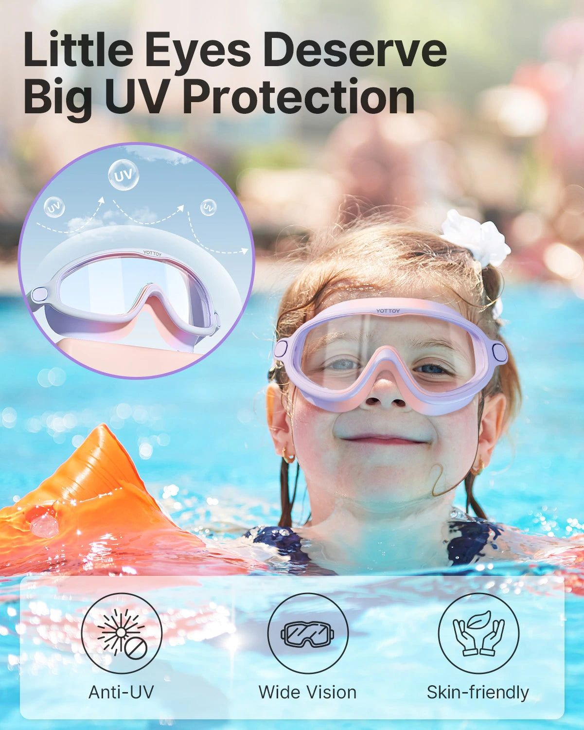 Goggles for Kids 6-14, Kids Swim Goggles with UV Protection