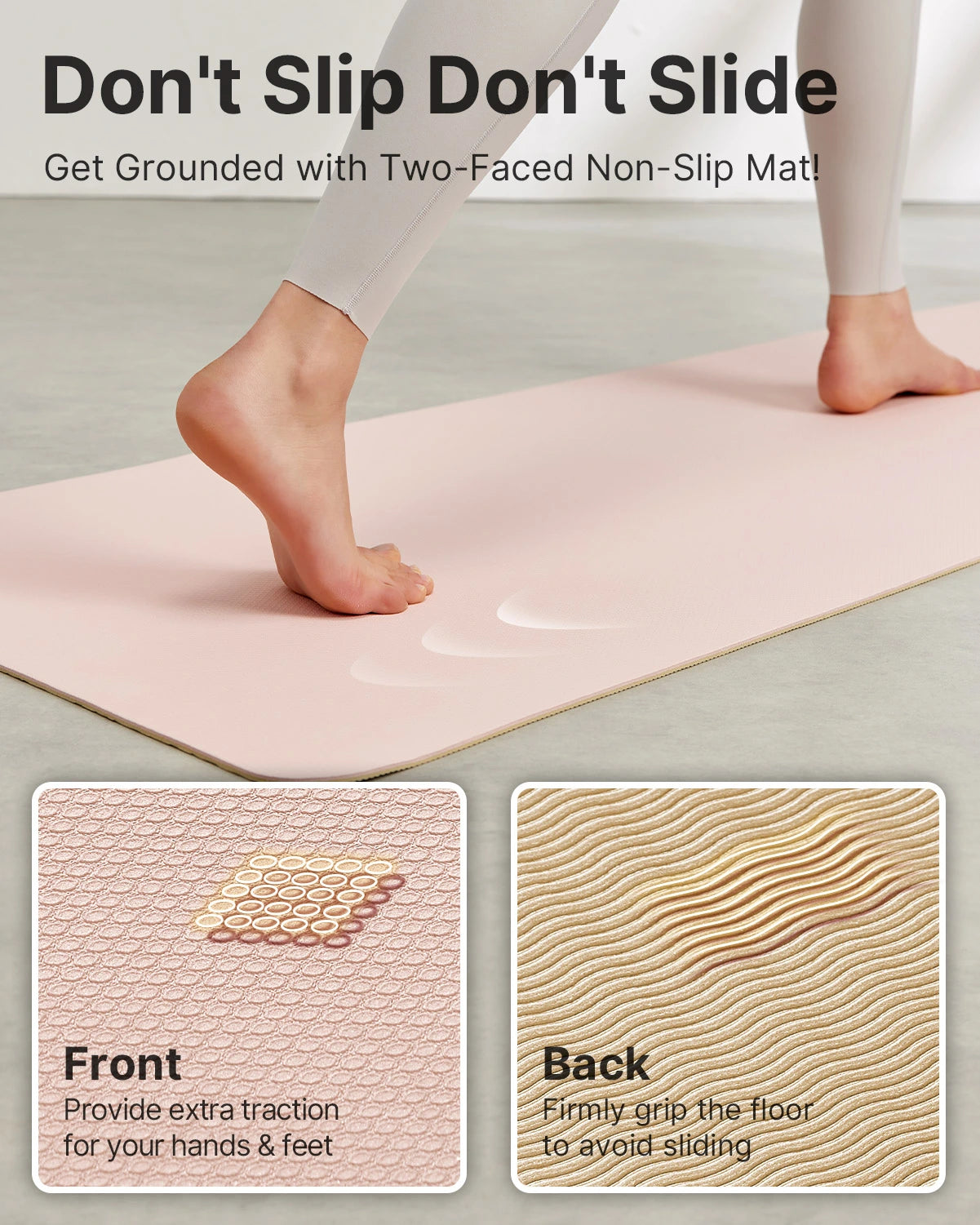 Non-Slip TPE Exercise Mat(1/4 Inch) for Pilates