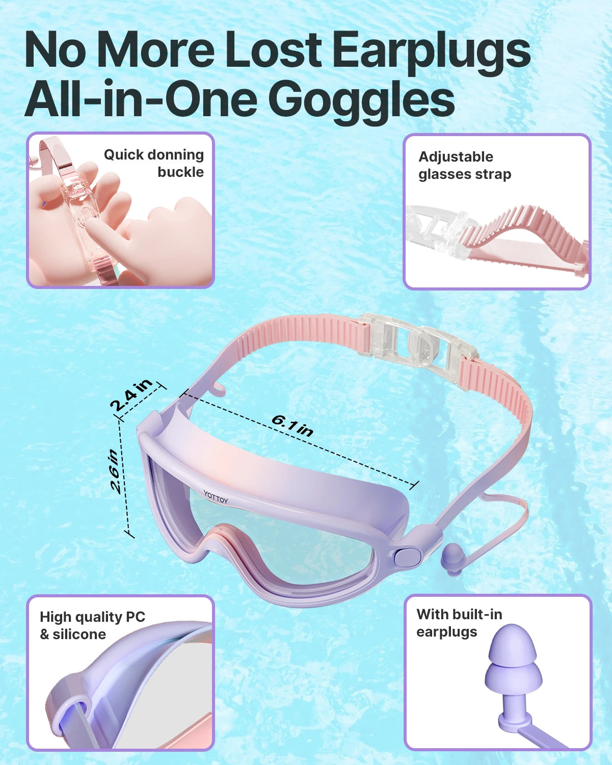 Goggles for Kids 6-14, Kids Swim Goggles with UV Protection