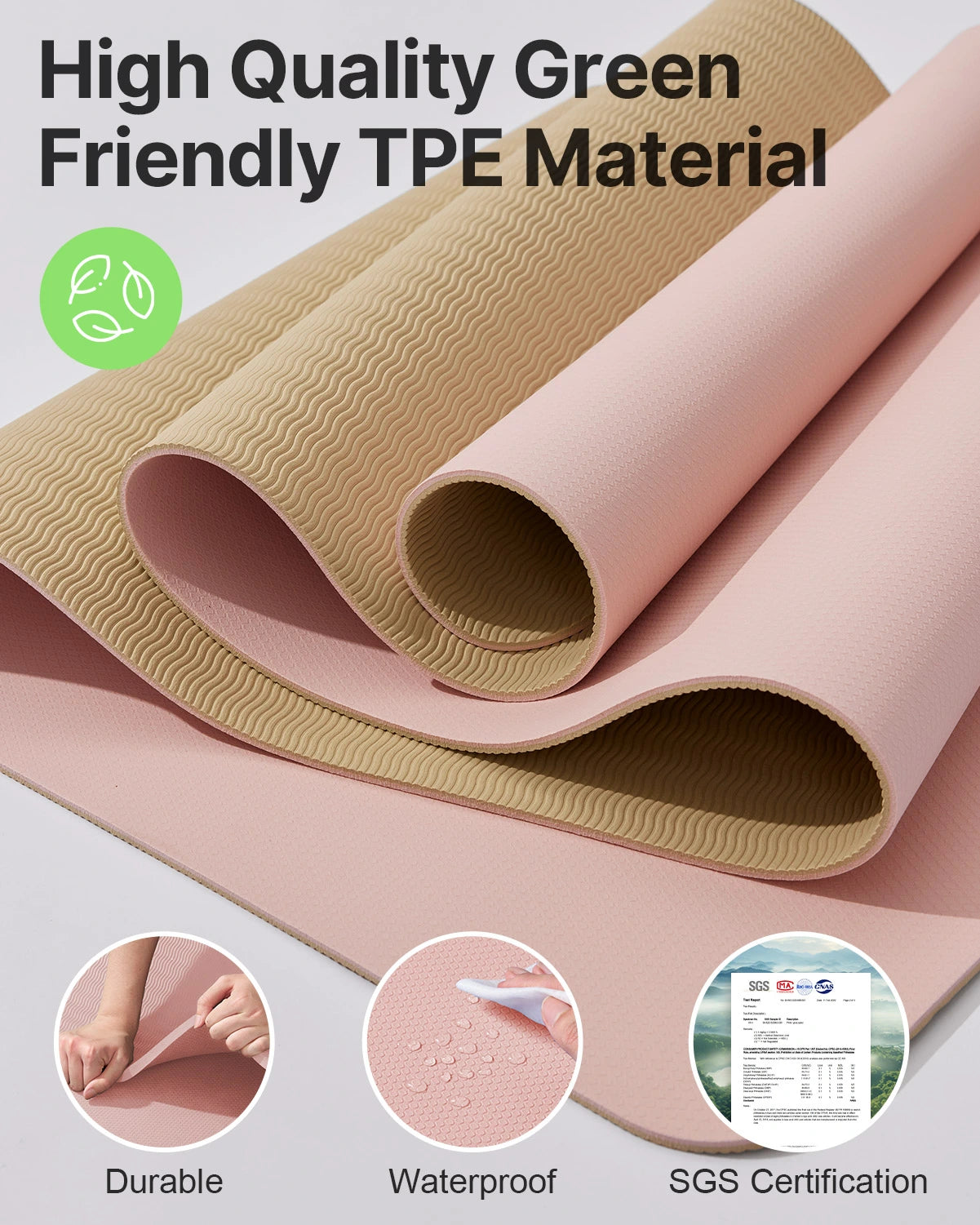 Non-Slip TPE Exercise Mat(1/4 Inch) for Pilates
