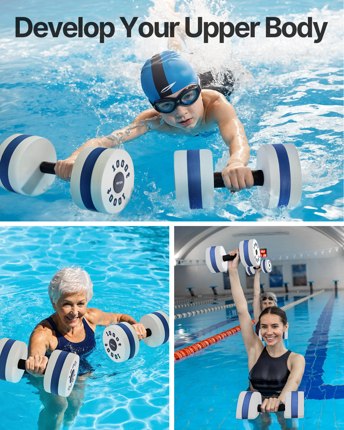 Water Aerobics Dumbbells – Set of 2 for Pool Exercise