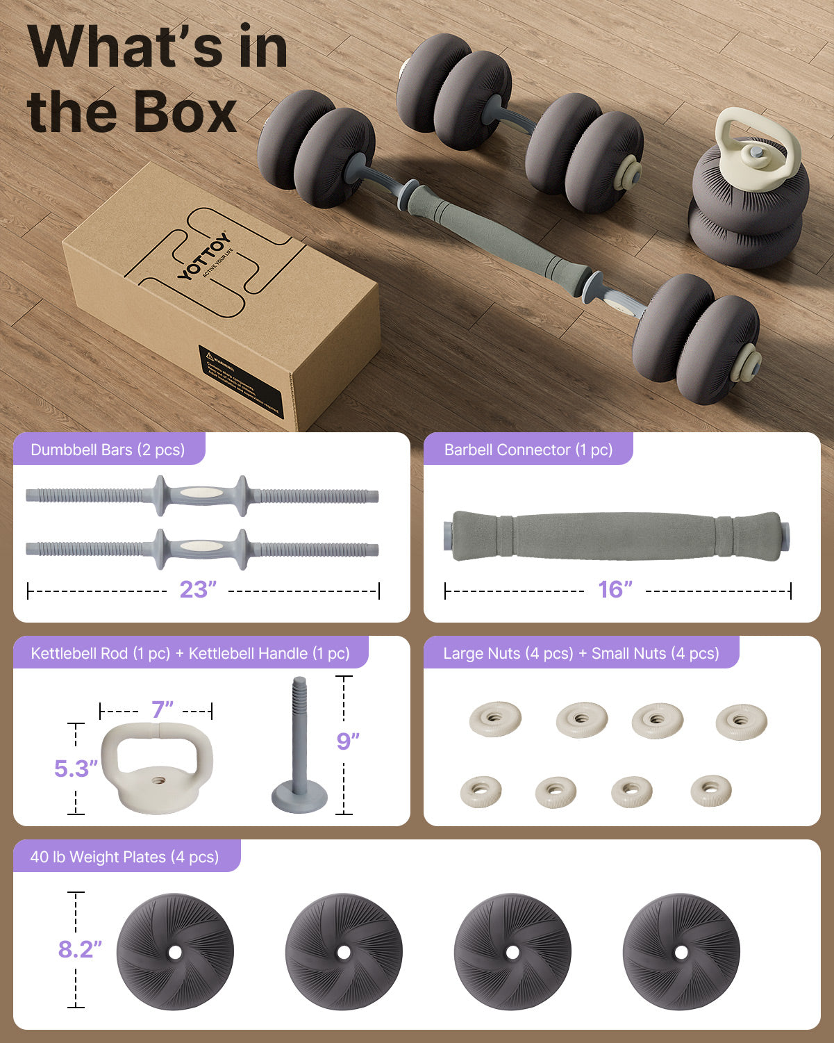 YOTTOY 4-in-1 Ultimate Home Gym: Adjustable Dumbbell & Barbell System