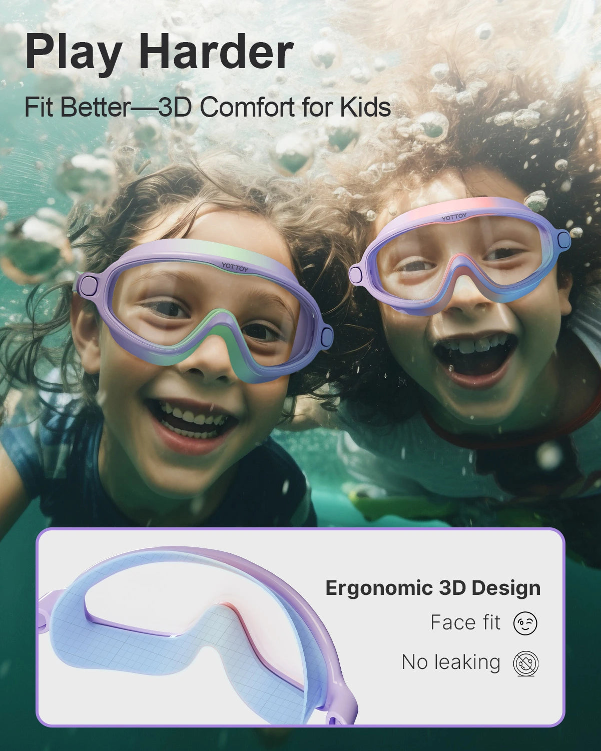 Goggles for Kids 6-14, Kids Swim Goggles with UV Protection