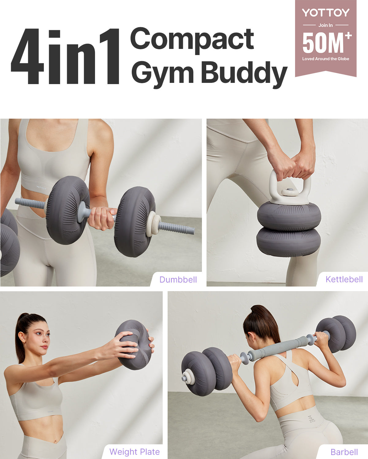 YOTTOY 4-in-1 Ultimate Home Gym: Adjustable Dumbbell & Barbell System