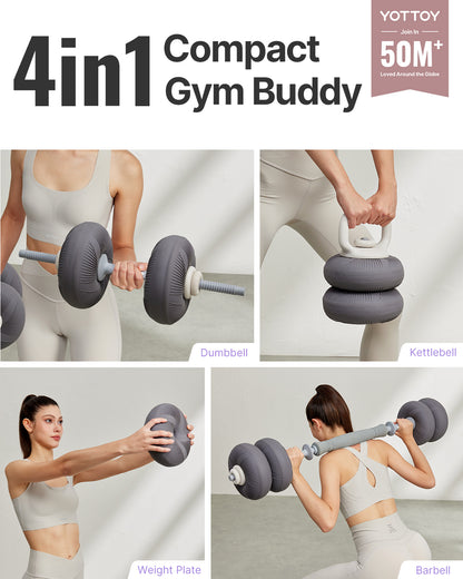 YOTTOY 4-in-1 Ultimate Home Gym: Adjustable Dumbbell & Barbell System