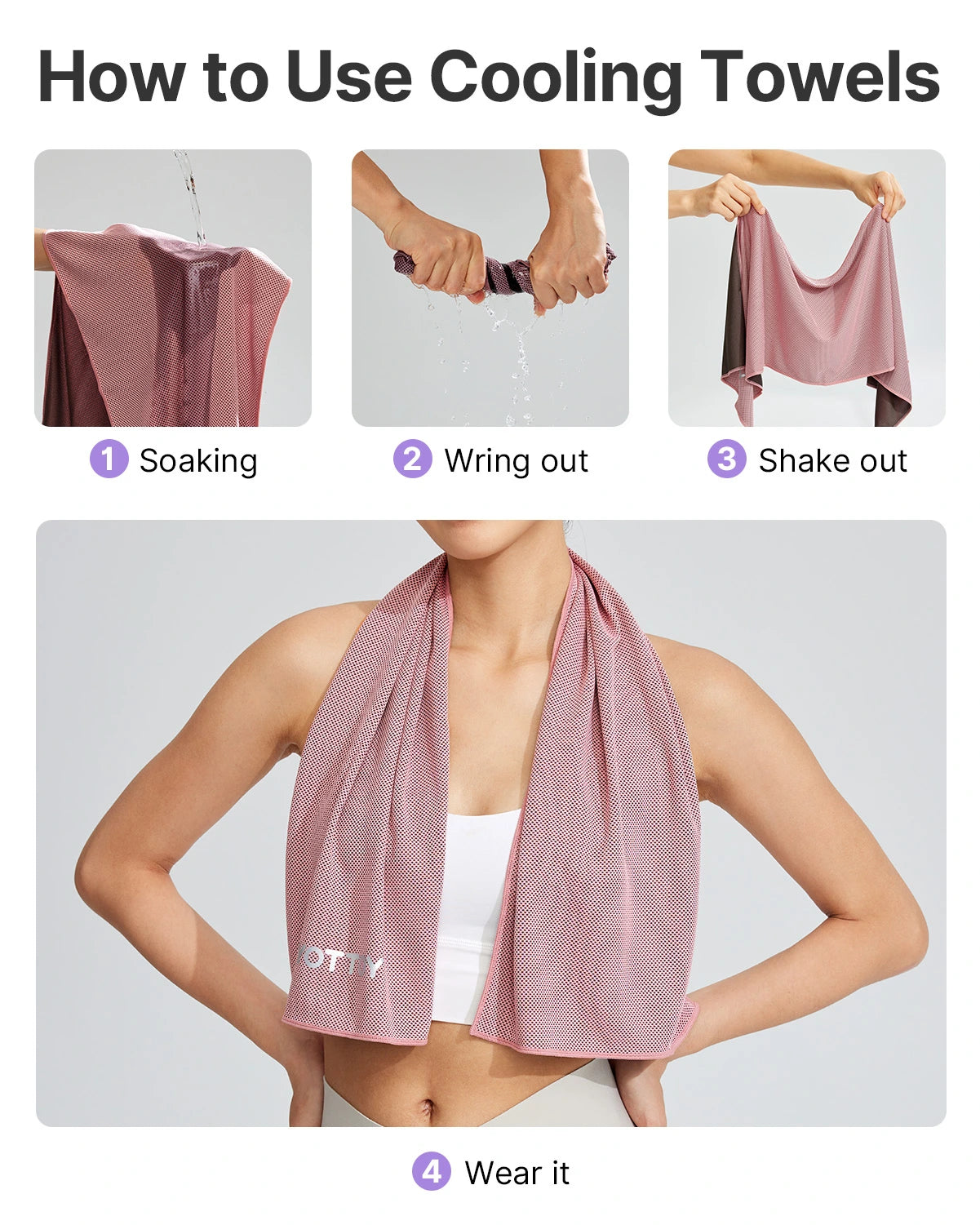 4 Pack Cooling Towels (40"x12"), Ice Cooling Towels for Neck and Face