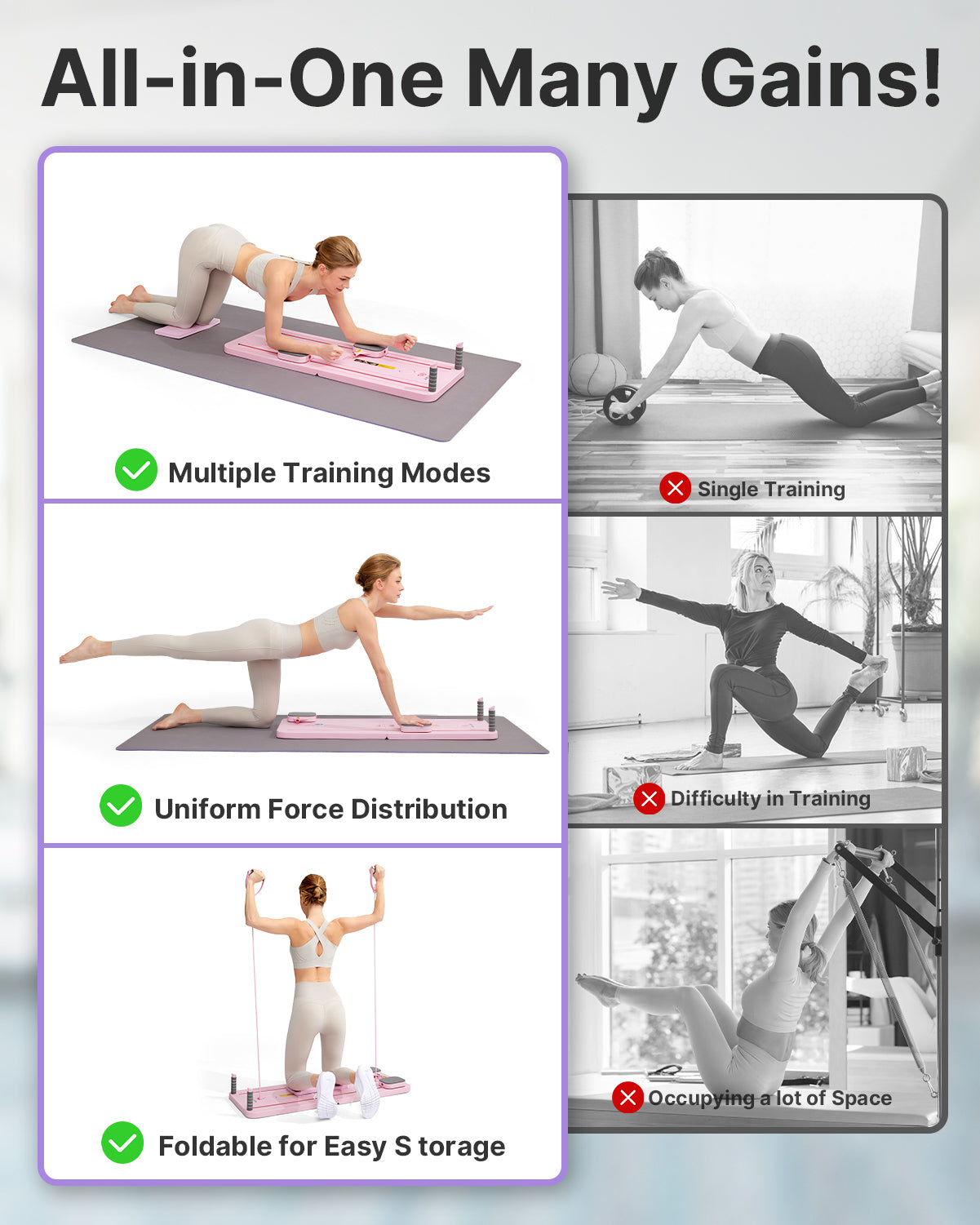 YOTTOY Pilates Board - 2025 Pilates Reformer Set