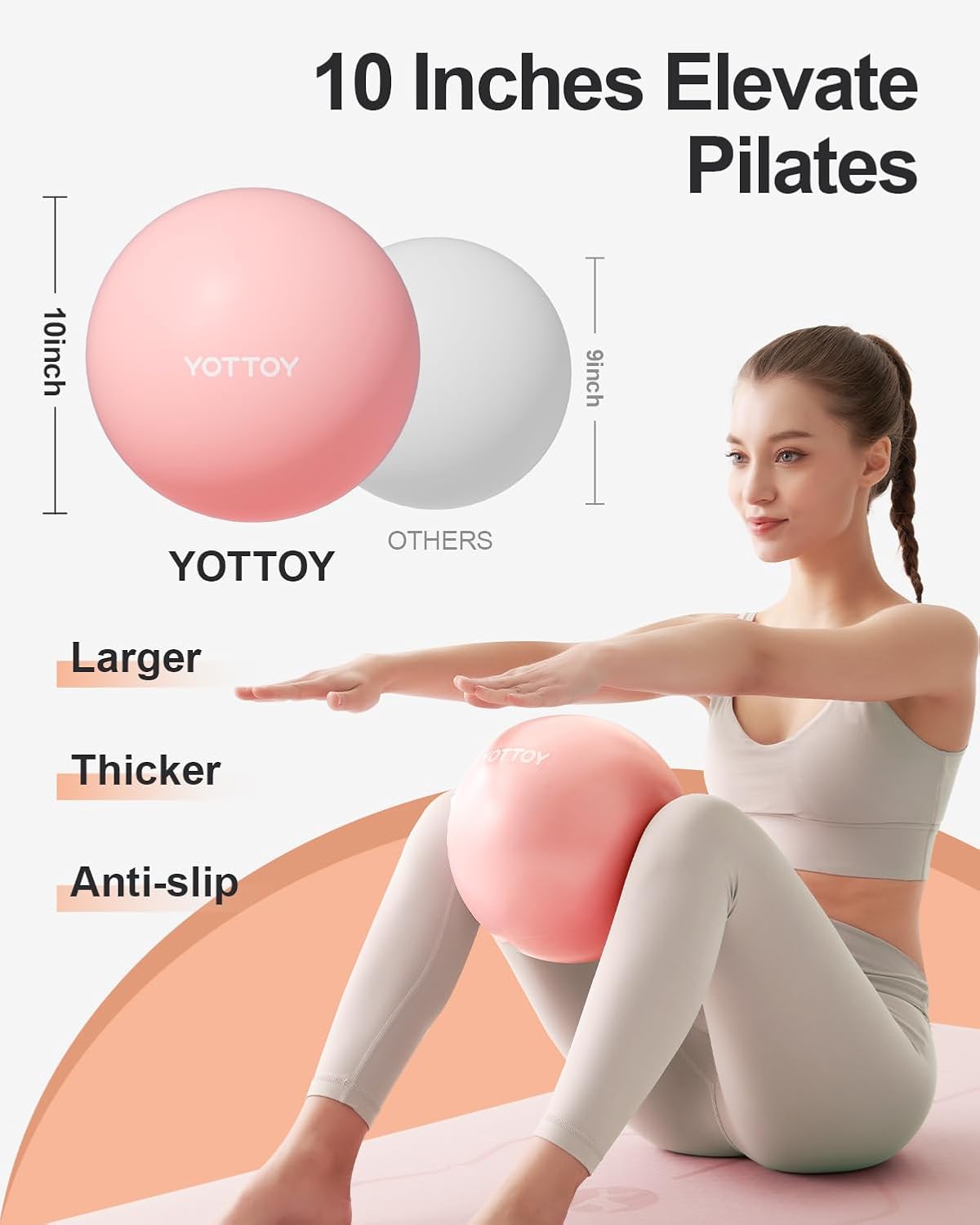 YOTTOY Pilates Ball, 10-inch