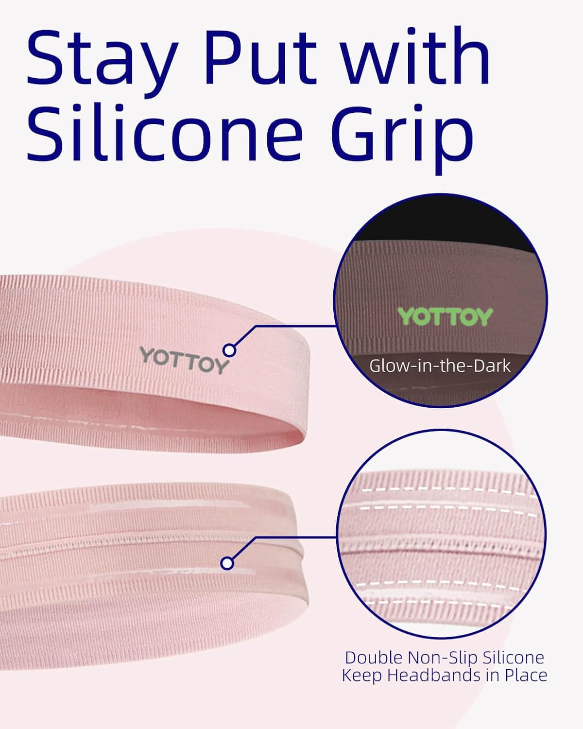 YOTTOY Non Slip Headbands Elastic Sweatbands Sport Workout Hairband