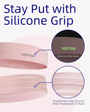 YOTTOY Non Slip Headbands Elastic Sweatbands Sport Workout Hairband
