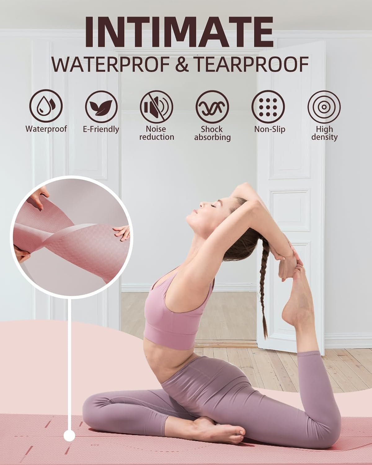 YOTTOY Extra Wide Non-Slip Exercise Fitness Yoga Mats,with Strap Bag