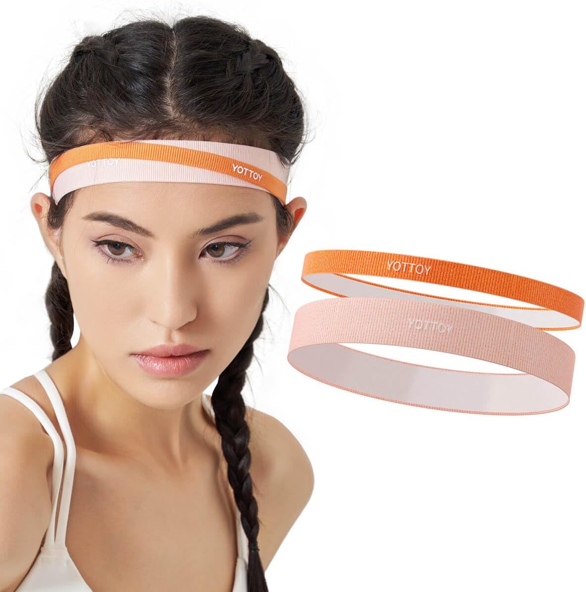 YOTTOY Non Slip Headbands Elastic Sweatbands Sport Workout Hairband