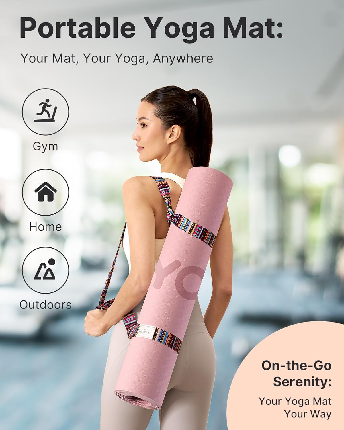 YOTTOY TPE Yoga Mat, with Strap Bag