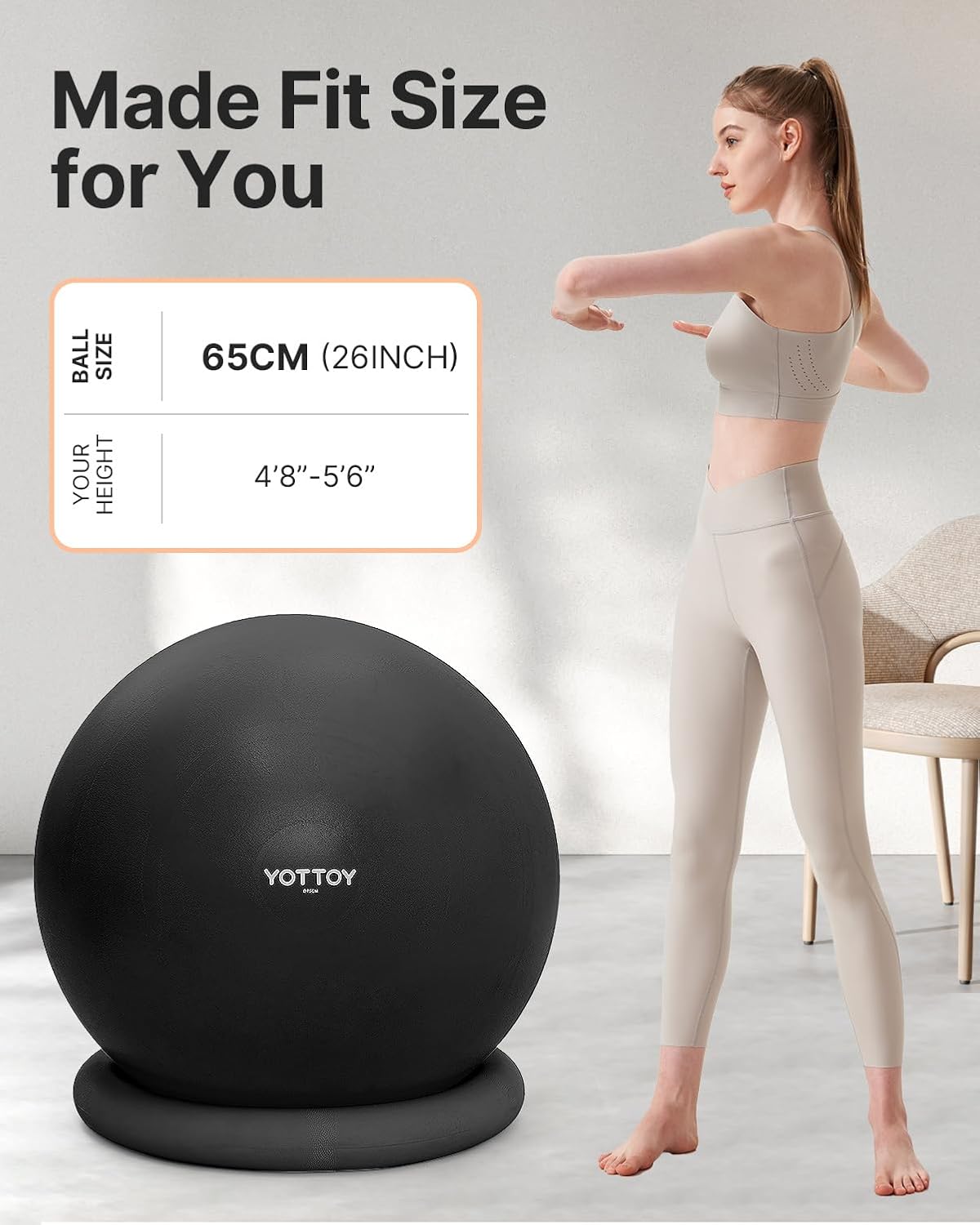 YOTTOY Exercise Ball Chair with Base