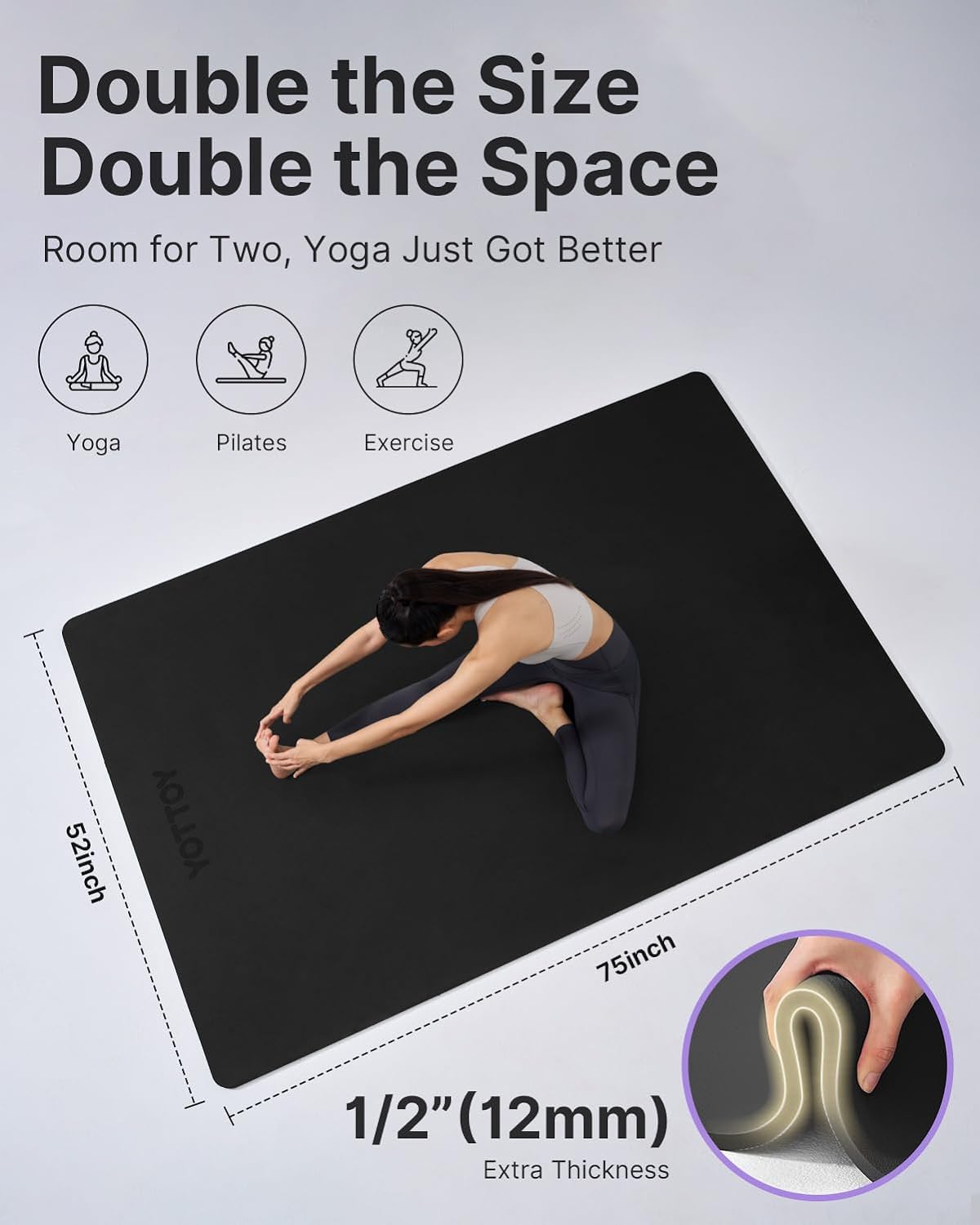 YOTTOY Large Yoga Mat – Spacious, Supportive & Slip-Resistant