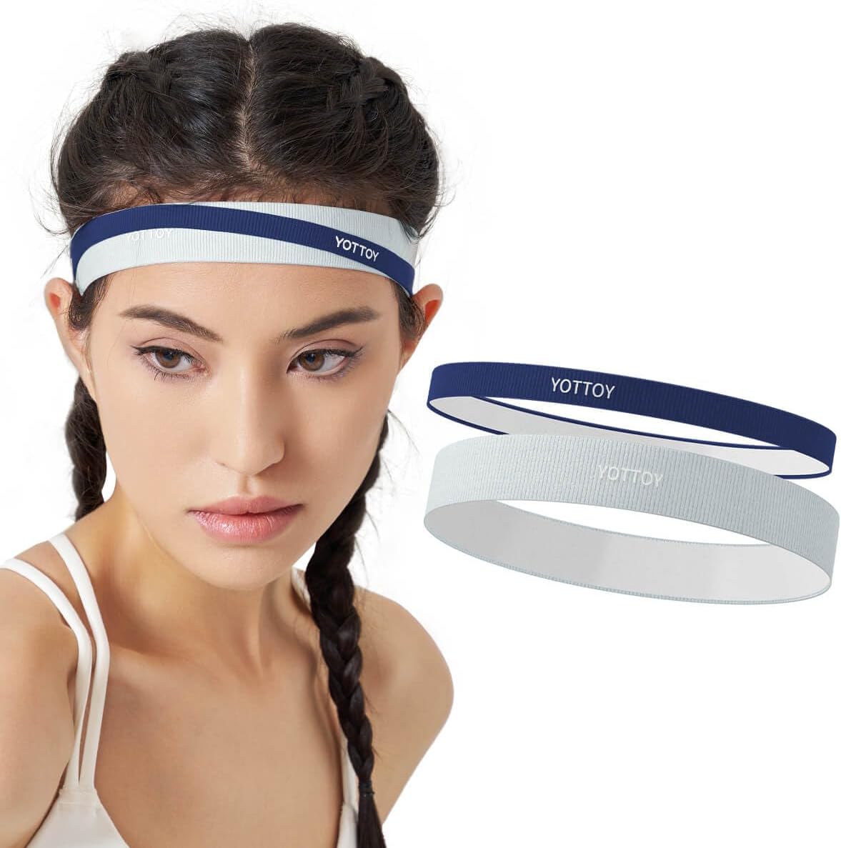 YOTTOY Non Slip Headbands Elastic Sweatbands Sport Workout Hairband