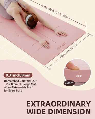 YOTTOY Extra Wide Non-Slip Exercise Fitness Yoga Mats,with Strap Bag