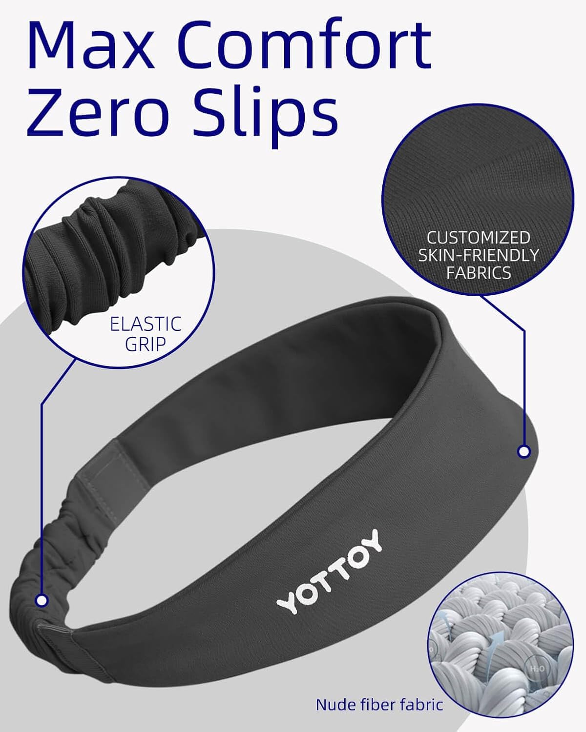 YOTTOY Non Slip Headbands Elastic Sweatbands Sport Workout Hairband