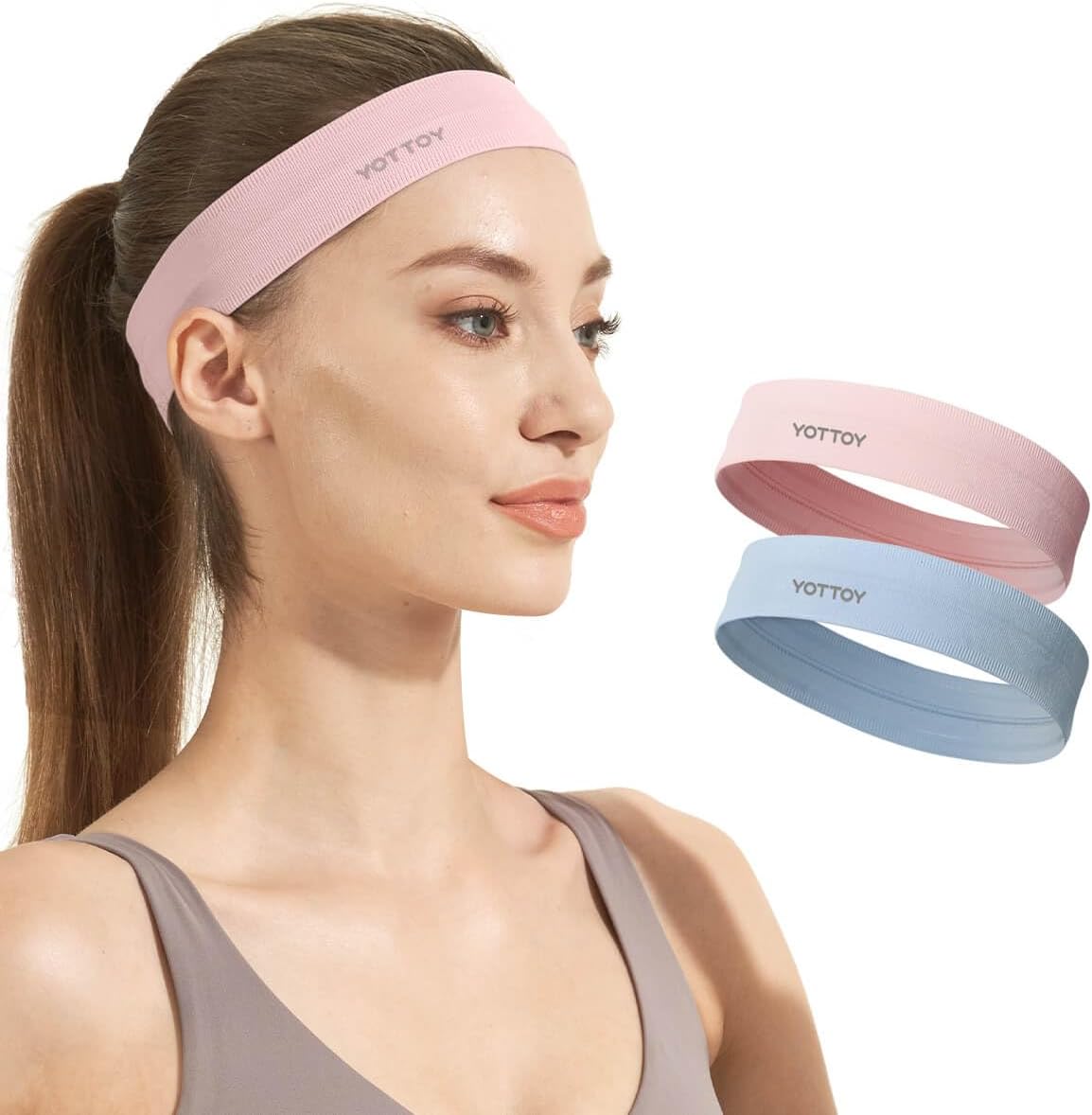 YOTTOY Non Slip Headbands Elastic Sweatbands Sport Workout Hairband