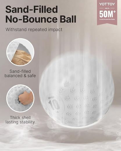 YOTTOY Slam Ball Medicine Ball, Sand-Filled No Bounce Weighted Ball with Textured Grip for Exercise, Strength Conditioning, Cardio, Core Workouts and Cross Training