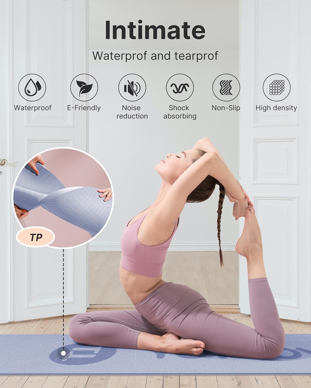 YOTTOY TPE Yoga Mat, with Strap Bag