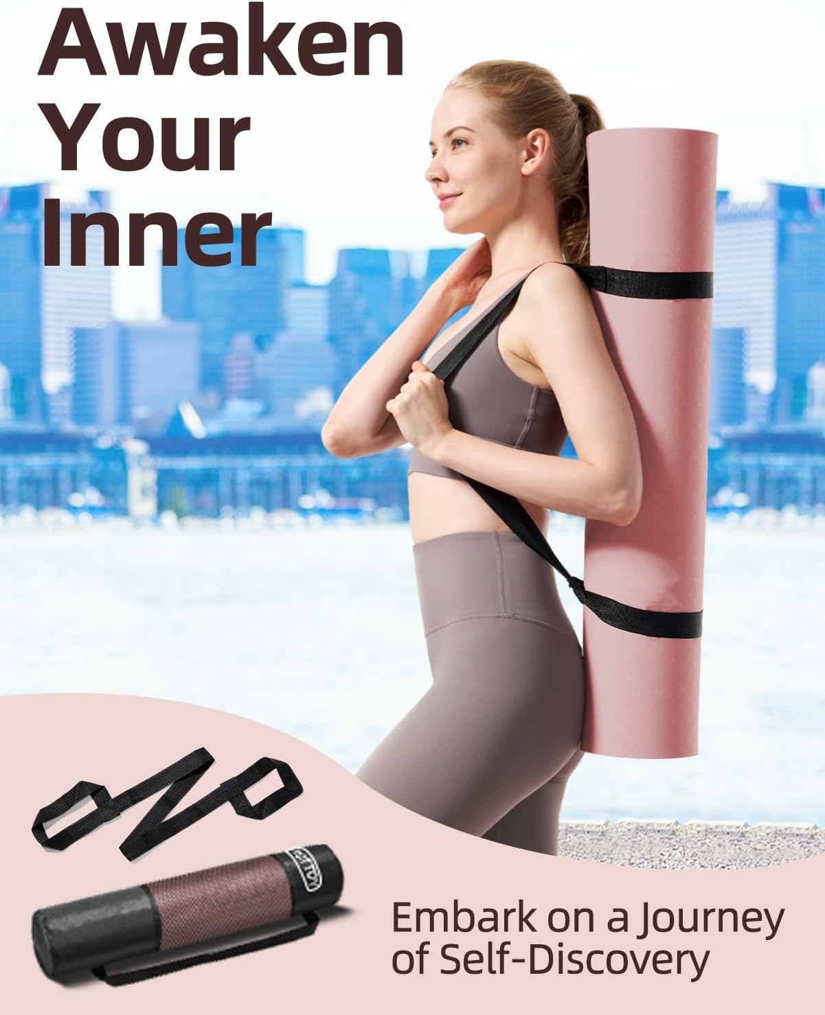 YOTTOY Extra Wide Non-Slip Exercise Fitness Yoga Mats,with Strap Bag