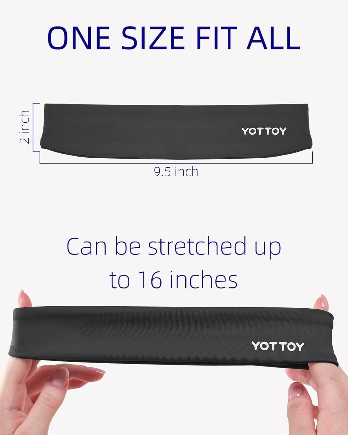 YOTTOY Non Slip Headbands Elastic Sweatbands Sport Workout Hairband