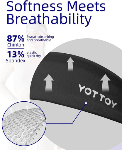YOTTOY Non Slip Headbands Elastic Sweatbands Sport Workout Hairband