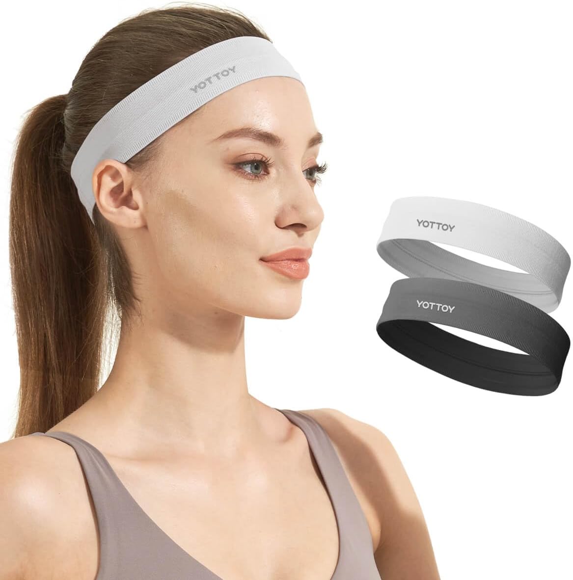 YOTTOY Non Slip Headbands Elastic Sweatbands Sport Workout Hairband