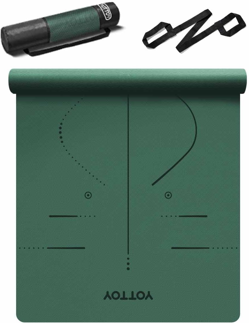 YOTTOY Extra Wide Non-Slip Exercise Fitness Yoga Mats,with Strap Bag