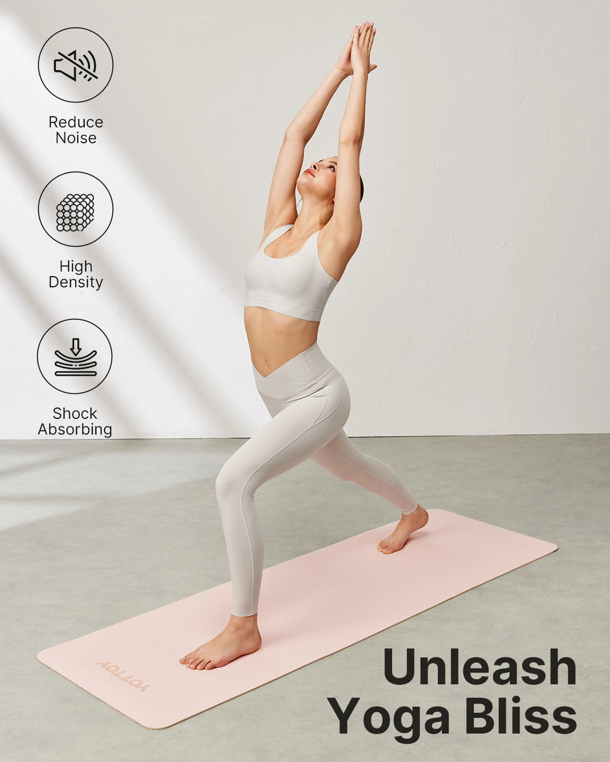 Non-Slip TPE Exercise Mat(1/4 Inch) for Pilates