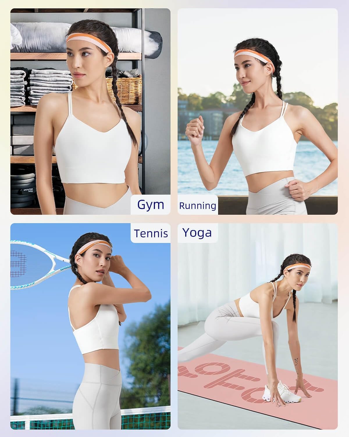 YOTTOY Non Slip Headbands Elastic Sweatbands Sport Workout Hairband