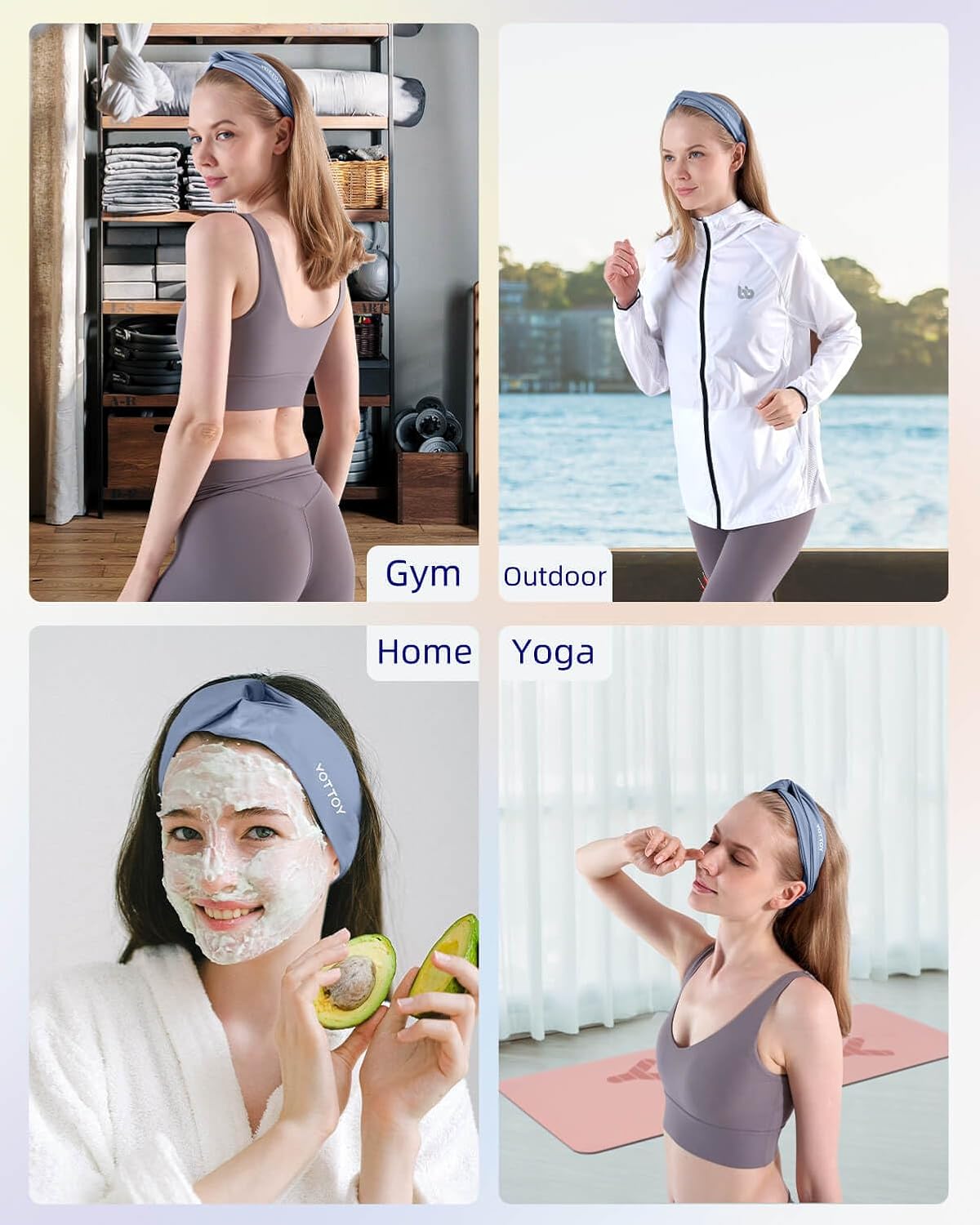 YOTTOY Non Slip Headbands Elastic Sweatbands Sport Workout Hairband
