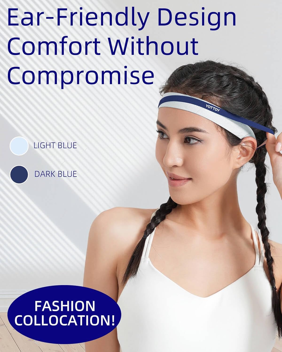 YOTTOY Non Slip Headbands Elastic Sweatbands Sport Workout Hairband