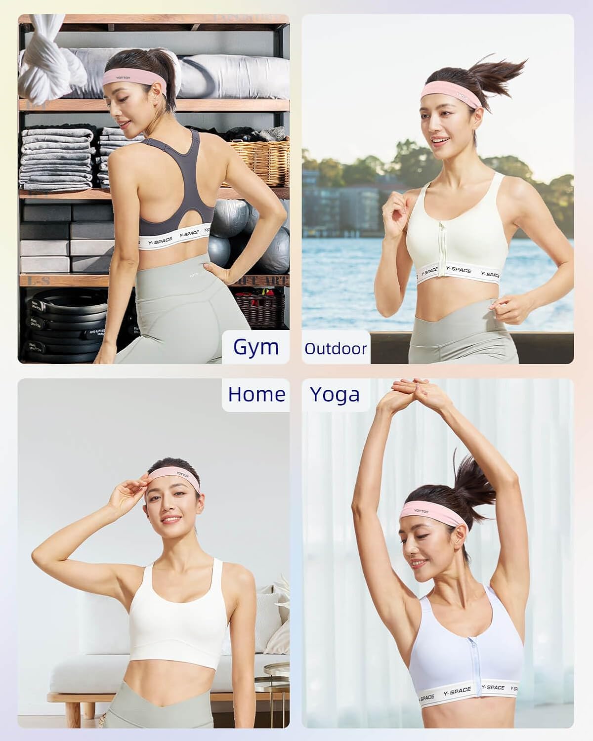 YOTTOY Non Slip Headbands Elastic Sweatbands Sport Workout Hairband