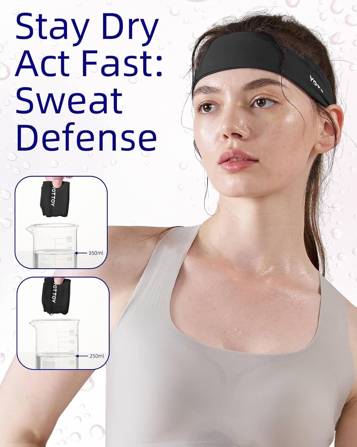 YOTTOY Non Slip Headbands Elastic Sweatbands Sport Workout Hairband