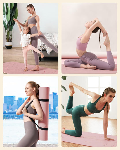 YOTTOY Extra Wide Non-Slip Exercise Fitness Yoga Mats,with Strap Bag