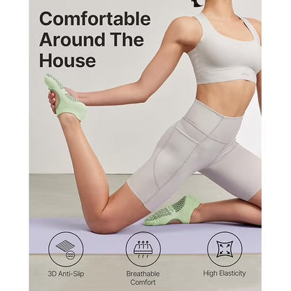 YOTTOY Pilates Socks for Women(6 Pairs)–Breathable, Grip-Enhanced Non-Slip Yoga Socks, Durable & Perfect for Home Workouts