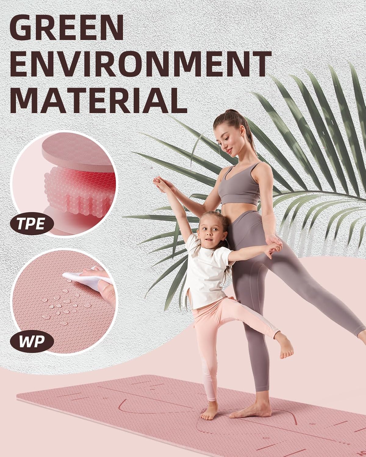 YOTTOY Extra Wide Non-Slip Exercise Fitness Yoga Mats,with Strap Bag