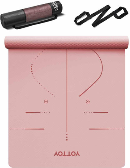 YOTTOY Extra Wide Non-Slip Exercise Fitness Yoga Mats,with Strap Bag