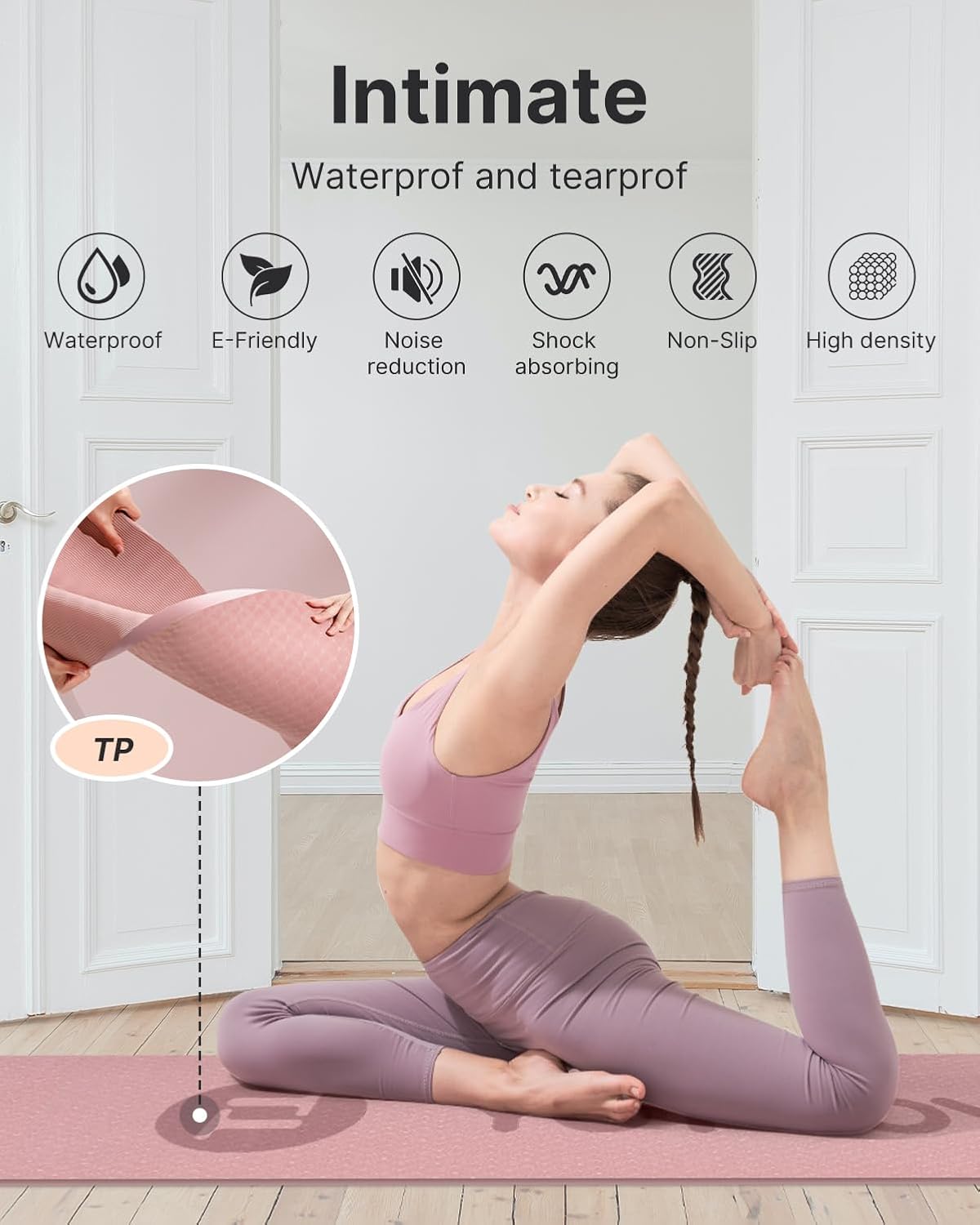 YOTTOY TPE Yoga Mat, with Strap Bag